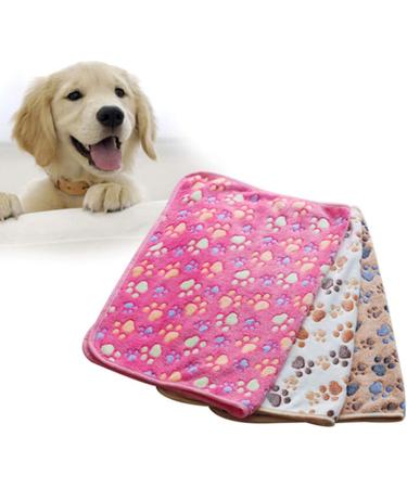 Brave669 Cute Pets Blanket Small Medium Large Warm Paw Print Dog Puppy Fleece Soft Blanket Bed Mat Pink L Large Pink - Buy Online on GoSupps.com