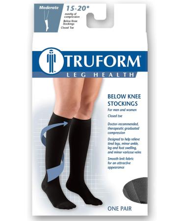 Truform HMNA 9808 Compression Stockings - 15-20 mmHg Below Knee Closed Toe Black - Men & Women - Medium Size (1 Pair) - International Shipping Available - Buy Online on GoSupps.com