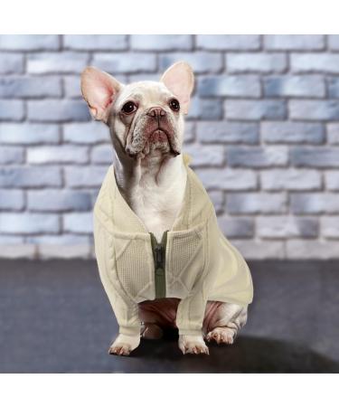 Meioro Zipper Hoodie Dog Sweater - Warm Winter Pet Clothes for French Bulldogs & Cats (M White) - Buy Online on GoSupps.com