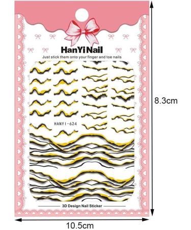 Self Adhesive Waved Star Lines Stripe Transfer Stickers 3D Nail Sticker Nail Art Decoration Decals(3) Style3 - Buy Online on GoSupps.com