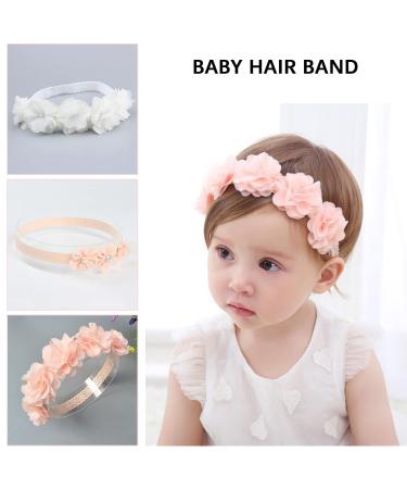 6 Piece Baby Girl Headband Set - Floral Hair Bands for Baptism Birthdays Weddings & Photography | White & Pink - Buy Online on GoSupps.com