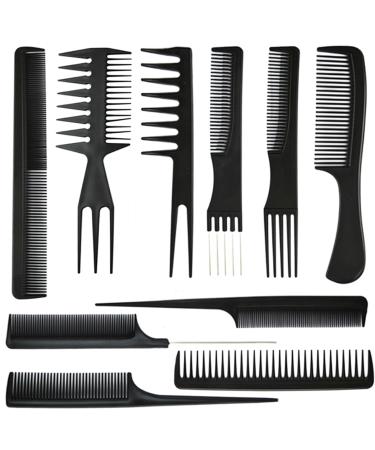 10Pcs Hairdressing Comb Set Hair Styling Kit Professional Barber Gift Black Colour Set Portable Set Hair Care for Men & Women