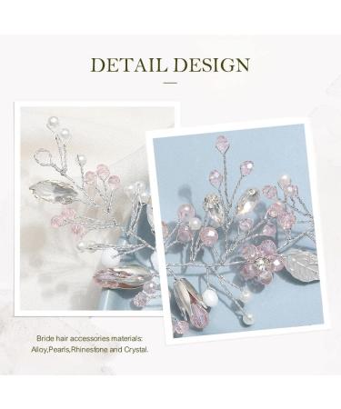 Unicra Bride Wedding Hair Vine Pink Rhinestone Flower Hair Accessories Silver Crystal Bridal Headband Headpiece for Women and Girls - Buy Online on GoSupps.com