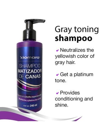 Xiomara Shampoo Matizador/Gray Toning Shampoo 2-Pack - 8.11 Fl Oz Each - Enhances Platinum Gray Hair - Buy Online on GoSupps.com