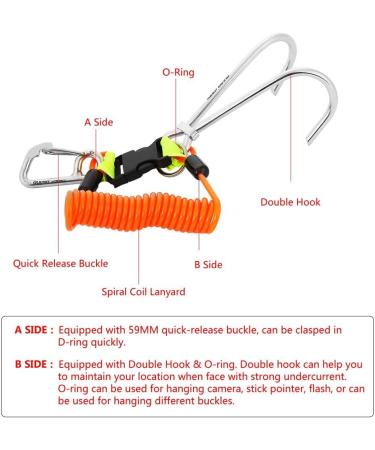 VGEBY Stainless Steel Diving Reef Hook Double with Spiral Coil Lanyard - Buy Online on GoSupps.com