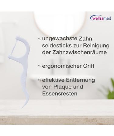 Wellsamed Unwaxed Dental Floss Sticks - Tasteless Interdental Cleaning (30 Pieces 1.00m) | International Shipping - Buy Online on GoSupps.com