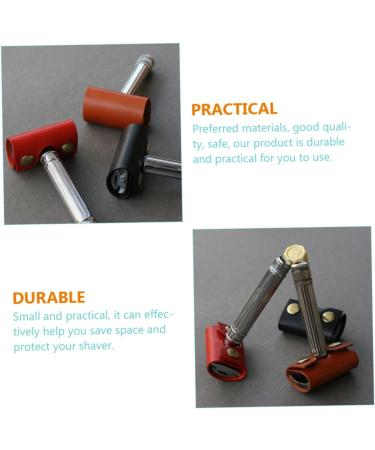 Angoily Leather Travel Razor Cover Case - Compact Shaver Storage Bag for Manual Razors | Set of 4 | 8.5x4.5cm - Perfect Travel Accessory - Buy Online on GoSupps.com