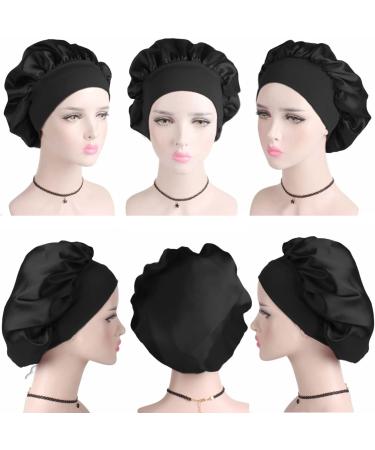 Satin Wide Band Sleep Cap for Black Curly Hair | Silk Bonnet for Women and Girls | Elastic Hair Care Hat - Buy Online on GoSupps.com