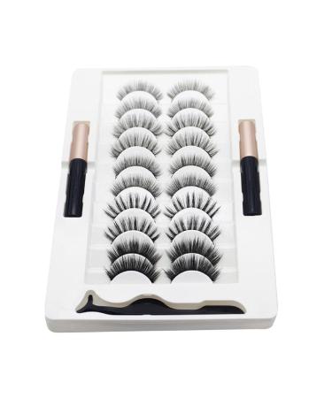 10 Pairs Magnetic Eyelashes And Eyeliner Kit Reusable 3D Magnetic False Lashes Extension No Needed For Makeup Magnetic Eyeliner And Eyelashes Kit Multi-Color