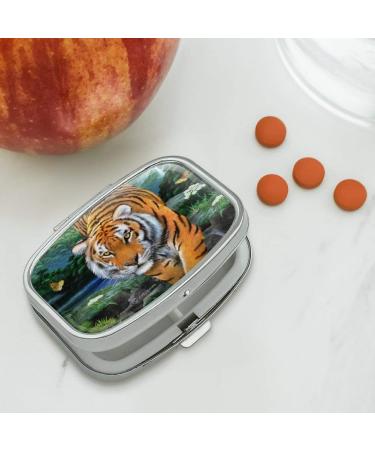 Tiger Stalking at Sunset Butterflies Rectangle Pill Case | Elegant Trinket Gift Box - Perfect for Travel & Storage - Buy Online on GoSupps.com