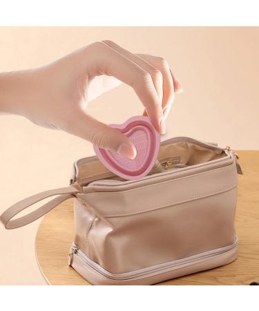 DASHIELL Makeup Brush Cleaner Bowl Heart Shape Silicone Cosmetic Brush Cleaner | Foldable Portable Washing Tool Brush Cleaning Pad for Makeup Lovers pink - Buy Online on GoSupps.com