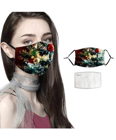 Lieikic Christmas Mundsprung with motif washable cotton fabric breathable dustproof mouth and nose protection neckerchief for women men