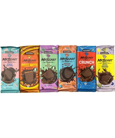 Mrbeast Feastables - New Dairy-Free 6 Chocolate Bars - TRIAL PACK: at least 4 varieties included + Heartforcards shipping protection