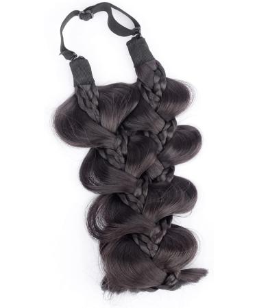 Gledola Bridal Hair Accessories Wide Kinky Fishtail Plaited Braids Headband Braided Synthetic Hair Elastic Stretch for Women Bride (Deep Brown) - Buy Online on GoSupps.com