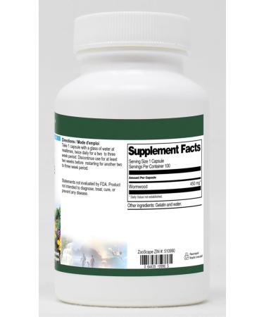 Wormwood Herb (Artemisia Absinthium) - 450 mg (100 Capsules ZIN: 510990) - 3 Pack - Buy Online on GoSupps.com