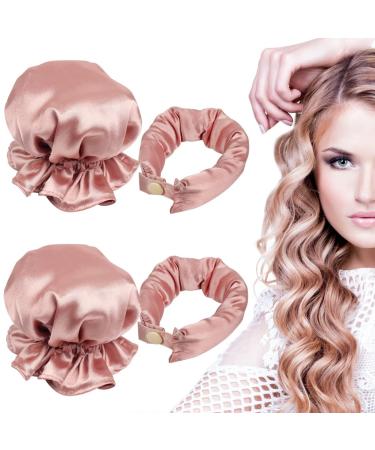 Heatless Hair Curlers No Heat Hair Curling Rod with Soft Satin Hair Curling Caps for Long & Medium Hair Sleep In Hair Curling Kits of 2 Pieces for Women Girls Lazy Curlers DIY Hair Styling Tools-Pink - Buy Online on GoSupps.com