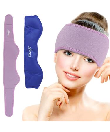 Newgo migraine cooling pad gel cooling pillows migraine headband cold-warm compress for migraines headaches sinus pain 1 piece of violet