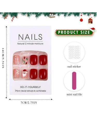 Vatocu Christmas False Nails Short Red Nude Snowflake Snowman Press on Nails - 24pcs - Buy Online on GoSupps.com