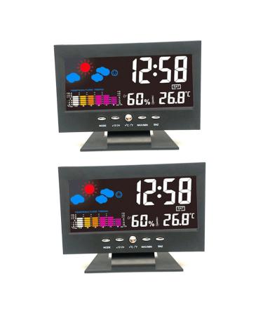 Healeved 2 Pcs Digital Clock Time Display Clock Stylish Clock Creative Clock Multifunctional Clock Led Number Size 1x2pcs