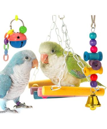 upain Bird Toys 8 Pack Parrot Toy Set Bells Hanging Swing Shredding Chewing Toy for Cage Bird Ringneck Parrot Parakeets Cockatiels Macaws Finches Mynah Budgies Small Birds - Buy Online on GoSupps.com