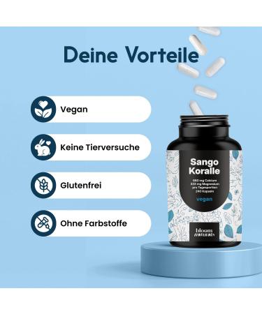 Sango High Dosed Sea Coral Capsules - 240 Capsules - Natural Calcium & Magnesium Vegan & Made in Germany - Packaging May Vary - Lab Tested - Buy Online on GoSupps.com