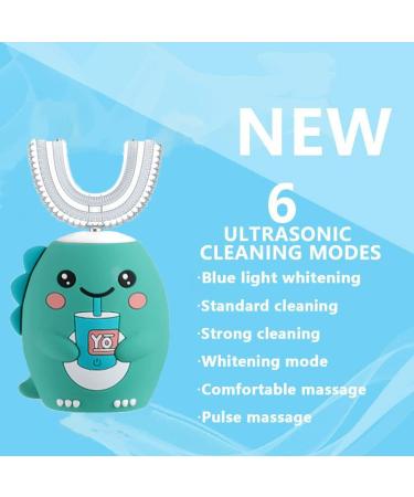 Kids Ultrasonic Electric Toothbrush | U-Shaped Automatic 360 Cleaning | Six Smart Modes | Auto Whitening, IPX7 Waterproof Design for Children Ages 2-7 | Green - Buy Online on GoSupps.com
