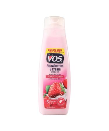 Alberto VO5 Moisture Milks Moisturizing Conditioner - Hair Conditioner with Soothing Soy Milk Protein - Strawberries and Cream Scent - 15 oz