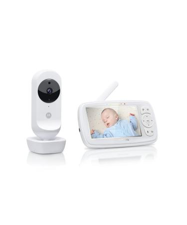 Motorola Nursery Ease 44 Connect - WiFi Baby Monitor with Camera - 4.3 Inch Video Baby Monitor Display - Hubble App - Night Vision Lullabies Microphone Room Temperature Monitoring - White