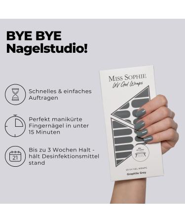 Original Miss Sophie UV Gel Nail Foils - Soft Touch Graphite Gray UV Gel Nail Polish Stripes for Finger & Toenails | International Shipping Available - Buy Online on GoSupps.com