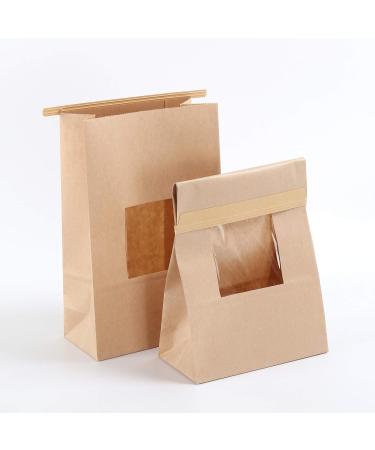 Bakery Bags with Window Kraft Paper Bags Brown Window Bags Metal Tab Lock Bags Cookie Bags Coffee Bags 9x5.9x2.7 inch - Buy Online on GoSupps.com