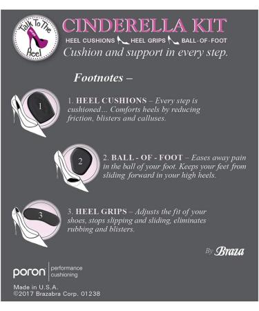 Braza Talk to The Heel Cinderella Kit - Assorted Shoe Comfort Insert Pads Black | Premium Heel Cushions for All-Day Comfort - Buy Online on GoSupps.com