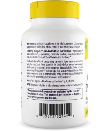 Healthy Origins Curcumin Phytosome (Featuring Meriva SF) 500 mg 60 Veggie Caps 60 count (Pack of 1) - Buy Online on GoSupps.com