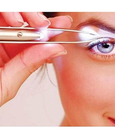 Professional LED Eyebrow Tweezers - Stainless Steel Sloping Top for Precision Eyelash Removal | Best Makeup Tool - Buy Online on GoSupps.com