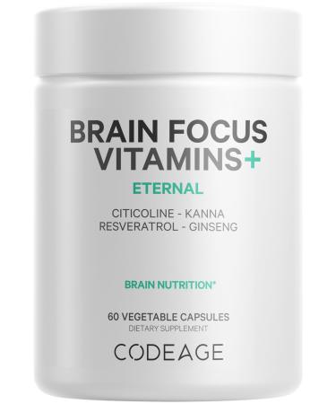 Codeage Brain Focus Vitamins+ Nootropic Supplement with Citicoline as Cognizin Panax Ginseng Resveratrol Gotu Kola Vitamin B12 Methylcobalamin - Liposomal Delivery - Non-GMO - 60 Capsules