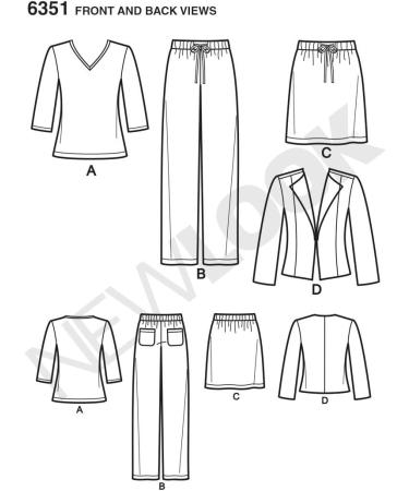 Simplicity UN6351A Misses' Jacket, Pants, Skirt & Knit Top Pattern (Sizes 10-22) - Buy Online on GoSupps.com