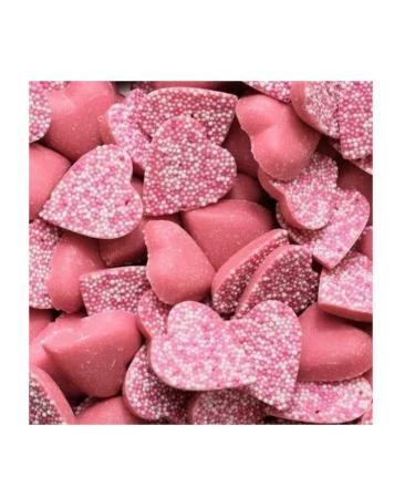 Strawberry Flavoured Candy Pieces Pink Hearts with Candy Topping 500g Sweets