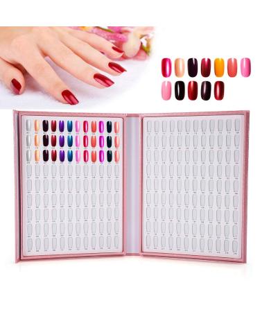 Nail Art Display Book Nail Color Chart Display Professional Salon Nail Color Pattern Nail Practice Map Design Board nail tips Storage tools for nail art shows (pink)