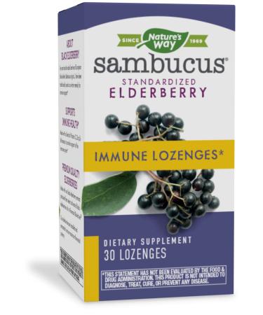 Nature's Way Sambucus Immune Elderberry Lozenges with Echinacea, Zinc, and Vitamin C, 30 Count