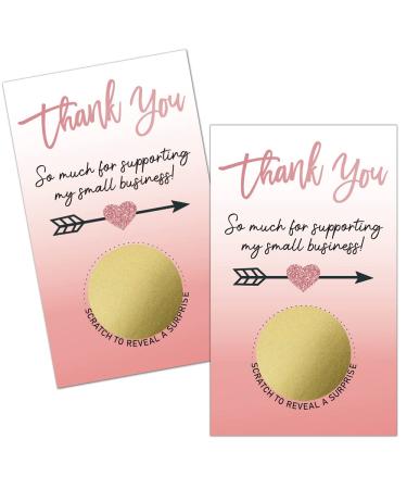 Haizct 50 Pack Thank You Blank Gift Certificate Scratch Off Cards for Small Business Spa Beauty Makeup Hair Salon Bridal Shower Baby Shower Country Wedding (Thank You CardD) Gold-GK089