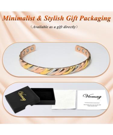 Vicmag Copper Magnetic Bracelet for Women - 9X Ultra Strength Magnets - Adjustable Size - Gift Box Included (Tricolour Diamond) - Buy Online on GoSupps.com