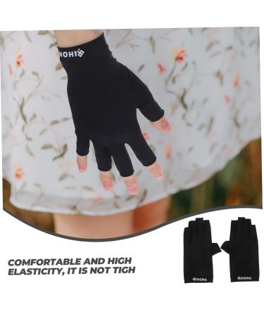 COOLHIYA 1 Pair UV Gloves summer sunblock gloves nail dryer UV glove summer beach gloves gel fingerless gloves for women UV protection fabric Miss sun protection handguard 19.5x8cm Black - Buy Online on GoSupps.com