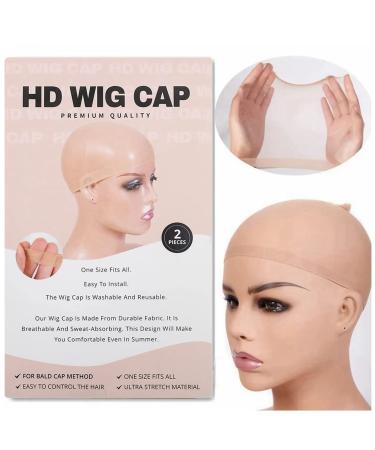 KeLang Transparent HD Wig Cap for Lace Front Wig  Ultra-thin Invisible and Sheer Breathable Wig Caps for Women Stretchy Stocking Caps (2 Pieces)