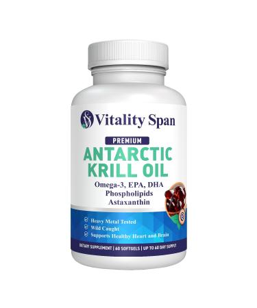 Antarctic Krill Oil Omega 3 Astaxanthin Choline DHA EPA Superior Absorption Extra Strength No Fish Oil Aftertaste Heavy Metal Tested Small Size softgels 500mg