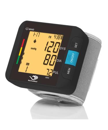 BERKEMED Blood pressure monitor wrist full automatic blood pressure 2 x 99 memory large LED dispaly with arrhythmia detection black - Buy Online on GoSupps.com
