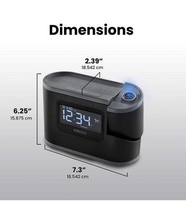 Homedics White Noise Sound Machine Alarm Clock with Time Projection, Thermometer, Digital FM Radio - 5 Sleep Cycles, 8 Soothing Sounds - Buy Online on GoSupps.com
