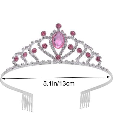 Kids Girls Pink Crystal Tiara Crown Headband | Princess Birthday Party Hair Accessories - Buy Online on GoSupps.com