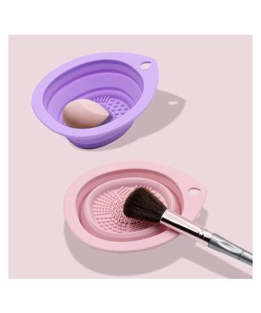 Silicone Makeup Brush Cleaner - Foldable Bowl for Powder Puff & Beauty Sponge | Scrubber Pad in Green - Clean Your Brushes Effortlessly - Buy Online on GoSupps.com