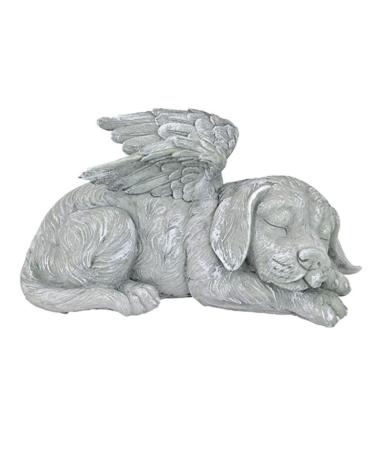Qcwwy Pet Memorial Statue Angel Pet Memorial Grave Marker Tribute Statue Resin Sleeping Pet Angel Garden Sculpture for Pet Memorial Gravestone Ornament (Engel Hund)