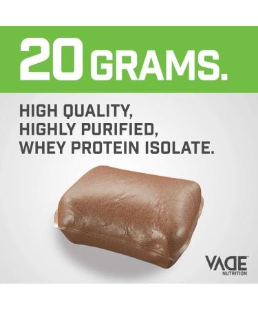 Vade Nutrition Strawberry Milkshake Whey Isolate Protein Packs - On-The-Go | Low Carb, Low Calorie, Lactose, Gluten, Fat & Sugar Free - 30 Servings - 1.6lb Pack - Buy Online on GoSupps.com