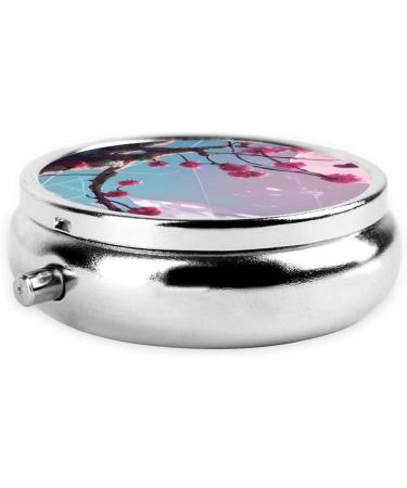 Small Pink Flowers Round Pill Box - 3 Compartment Travel Organizer for Pills | Portable & Stylish - Buy Online on GoSupps.com